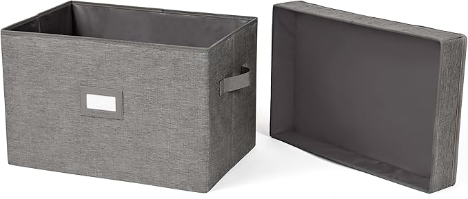 Covermates Keepsakes - Storage Box - Heavy Duty Polyester - Reinforced Handles - ID Window - Indoor Storage - Closet Storage, Grey Heather