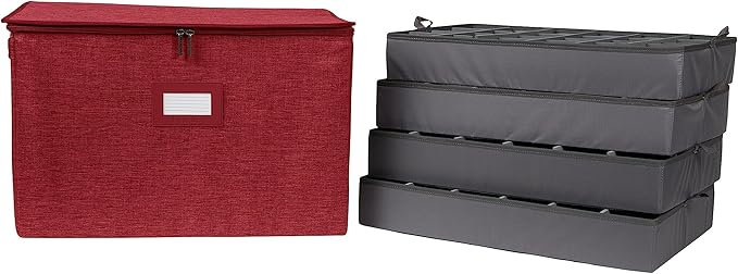 Covermates Keepsakes - Adjustable Zip-Top Storage Box - Configurable FlexGrid Compartments - Heavy Duty Polyester- Reinforced Handles - Stackable Design - Indoor Storage, Red Heather