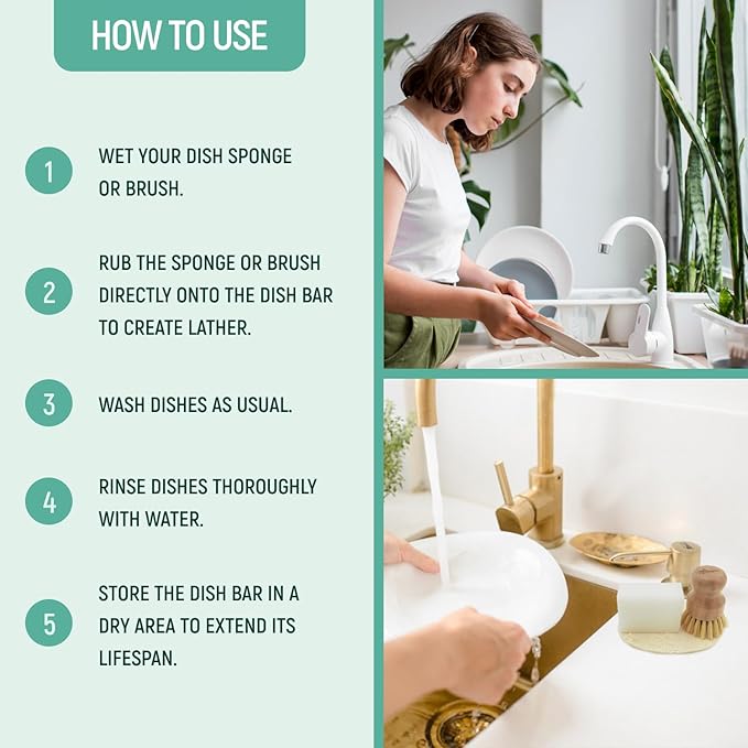 Natural Non-Toxic Dish Washing Soap - Dyes And Fragrance Free - Vegan Cruelty-Free Eco-Friendly And Zero Waste Dishwashing Handmade Solid Bar Soaps Detergent & Biodegradable (Lemon Bundle)
