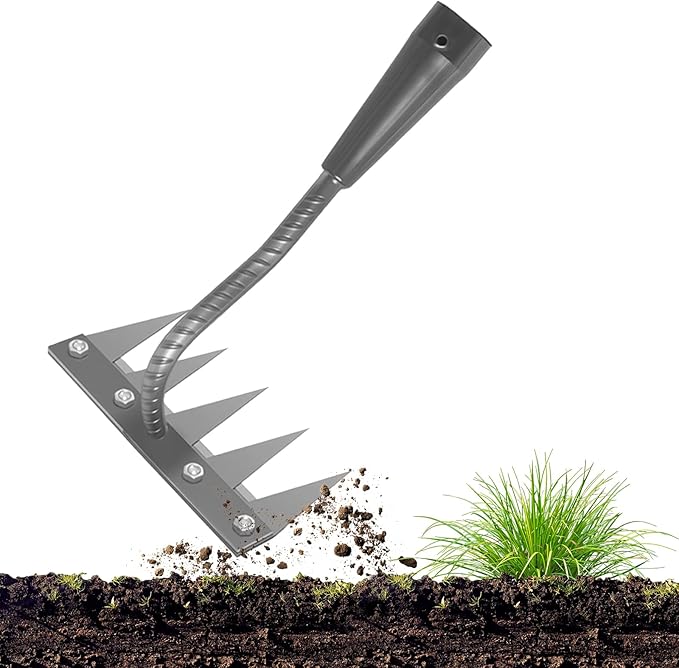 Iron Weeder Tool Without Long Handle, 5 Teeths Manual Weeder Remover Tool, Hand Weed Rake and Garden Hoe for Gardening, Heavy Duty Uprooting Weeding Pull for Yard, Lawn, Patio and Garden