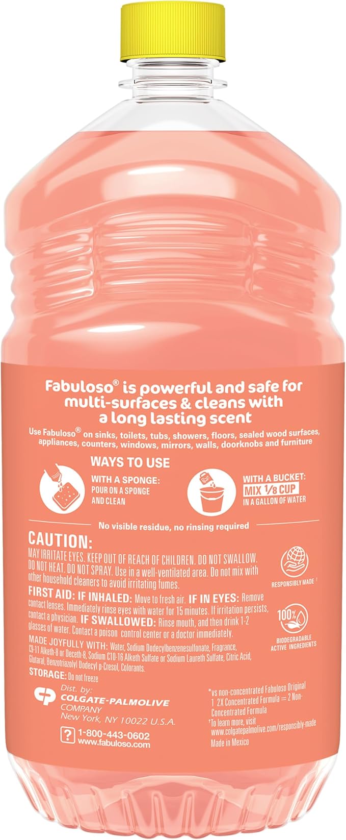 Fabuloso Multi-Purpose Cleaner, 2X Concentrated Formula, Floor Cleaner, Peach Scent, 56 fl oz