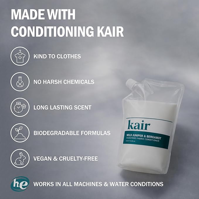 Kair Signature Fabric Conditioner Refill - Wild Juniper & Bergamot | Plant-Based Fabric Softener, 16.9 Fl Oz, Vegan, Cruelty-Free, Biodegradable, Anti-Static Softens & Protects Fibers