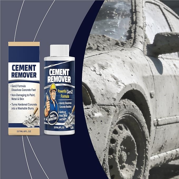 Fast-Acting Concrete Remover, No-Damaging Cleaner Liquid, 237ml Dried Concrete Dissolver with Powerful Formula, Safe Cleaning Solution with Easy Application Feature -Friendly