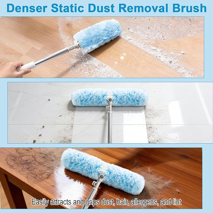 6 ft Extendable Duster Handle with 20 Refills, Duster with Extension Pole, Disposable Microfiber Dusting Pads for Home Cleaning,High Ceiling, Fan, Window, Hard-to-Reach Areas