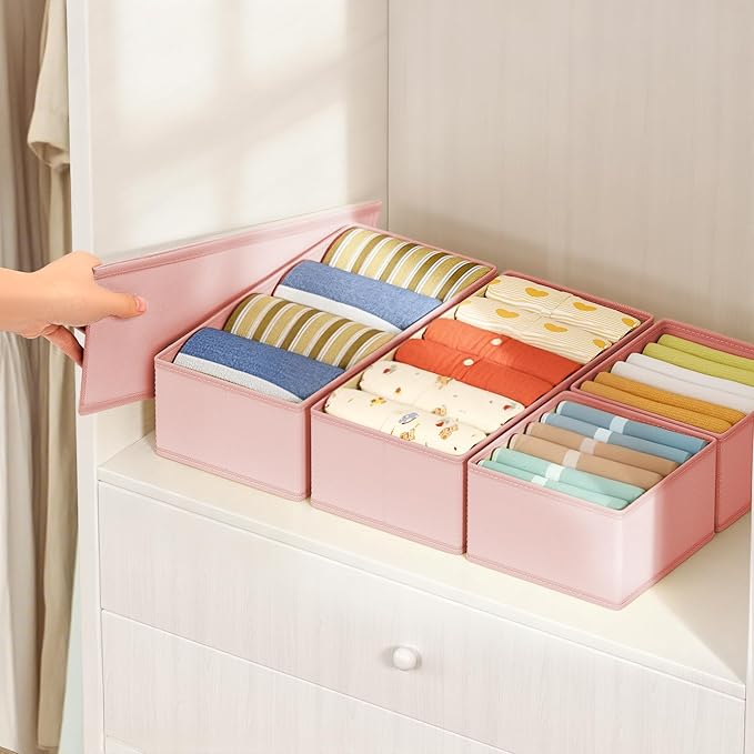 DIMJ Drawer Organizer Clothes Storage - 16 Pack Baby Dresser Organizer for Nursery, Foldable Drawer Dividers for Bedroom Closet Organization, Fabric Storage Bins for Socks, Underwears, Bras