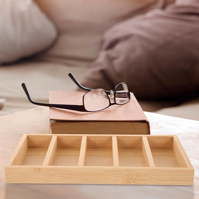 2pcs Eyeglasses Organizer Tray with 5 Compartments Sunglasses Display Case Eyewear Storage Box for Home and Retail Use