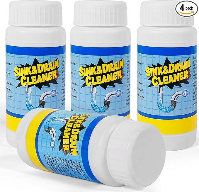 Sink and Drain Cleaner Powder Kit: Fast-Acting Clogged Pipe Opener for Kitchen Bathroom Pipes and Floor Drains - Drain Clog Remover for Routine Home Plumbing Maintenance (400 g)
