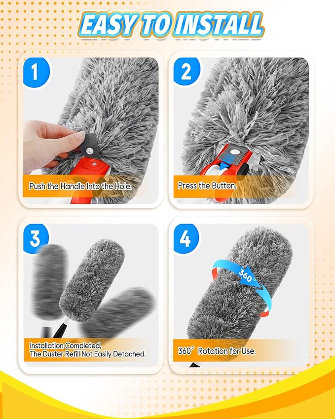 KEEPOW Upgraded Reusable Duster Refills Compatible with OXO Duster, Microfiber Dusters Refill for Cleaning, Compatible with OXO Good Grips Microfiber Extendable Duster, 2 Pack(Handle Not Included)