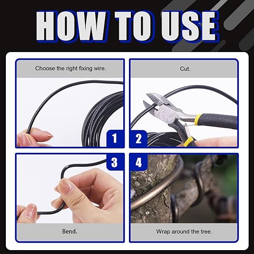 Glarks 5 Rolls Bonsai Wires Kit, 2mm 3mm 0.8mm 1mm 1.5mm Aluminum Bonsai Training Wire Tree Branches with Wire Cutter, 82 Feet Anodized Aluminum Set for Holding Bonsai Branches Small Trunks