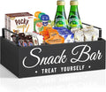 Unistyle Wood Pantry Storage Bins with Handles, Snack Organizer for Countertop, 4 Compartment Food Container Snack Box, Black