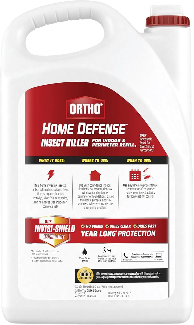 Ortho Home Defense Insect Killer for Indoor and Perimeter Refill2, Controls Ants, Roaches, Spiders and More, 1 gal