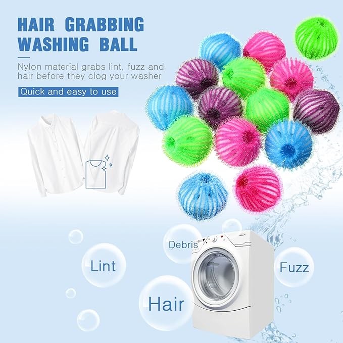 Blulu 12 Pieces Pet Hair Remover for Laundry Dryer Balls Reusable Washing Machine Hair Catcher Pet Dog Cat Catcher Lint Remover (Bright Color)