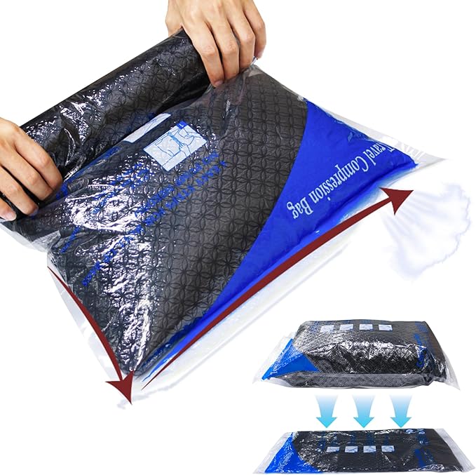 MEIQIHOME Vacuum Storage Bags, Space Saver Sealer Bags for Clothing, Pillows, Comforters, Blankets, Bedding, Travel, 16 Roll Bags, PA+PE Material