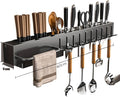 New Multi-Functional Kitchen Rack Home Wall-Mounted Knives Chopstick and Spoon Storage Rack Punch-Free cookware draining Rack