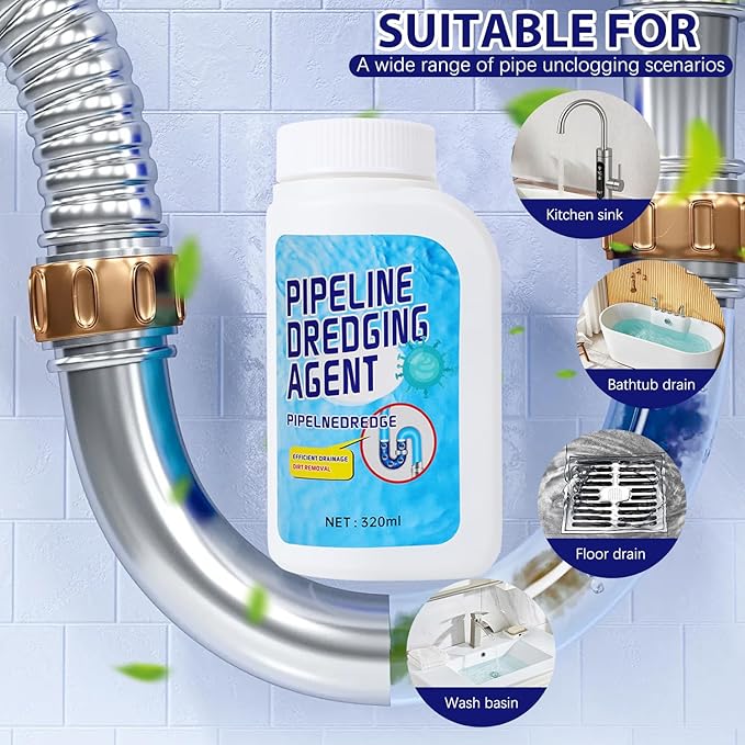 Powerful Pipe Dredging Agent,Pipeline Dredging Agent,Powerful Quick Cleaning Drain,Kitchen Sink Drains and Pipe Cleaner,for Kitchen Bathroom Toilet (2Pcs)