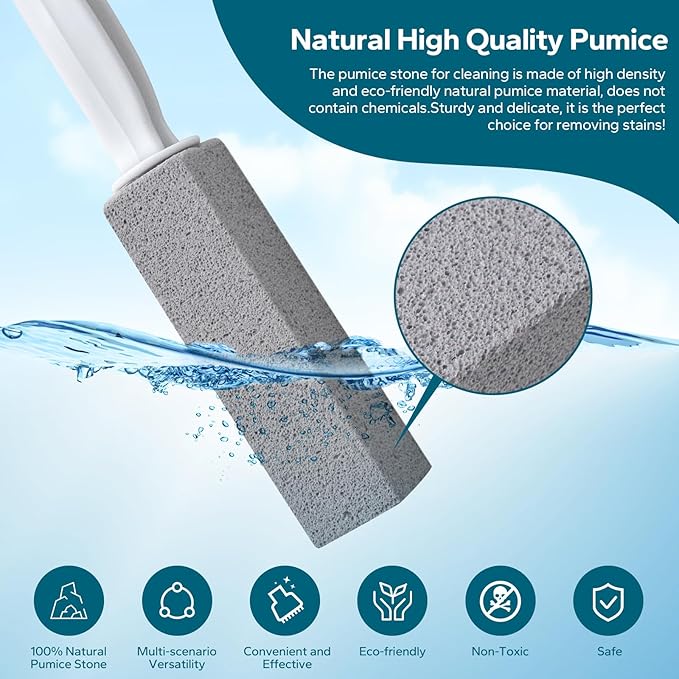 Emycool Pumice Stone Toilet Bowl Cleaner, 12 Pack Toilet Pumice Stone with Handle for Toilet Cleaning, Bathtubs, Sinks, Swimming Pools, Grills