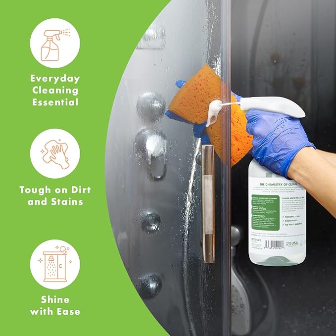Better Life All Purpose Cleaner - Multipurpose Plant Based Home and Kitchen Cleaning Spray for Glass, Countertops, Appliances, Upholstery & More - Multi-surface Spray Cleaner - 24oz Unscented