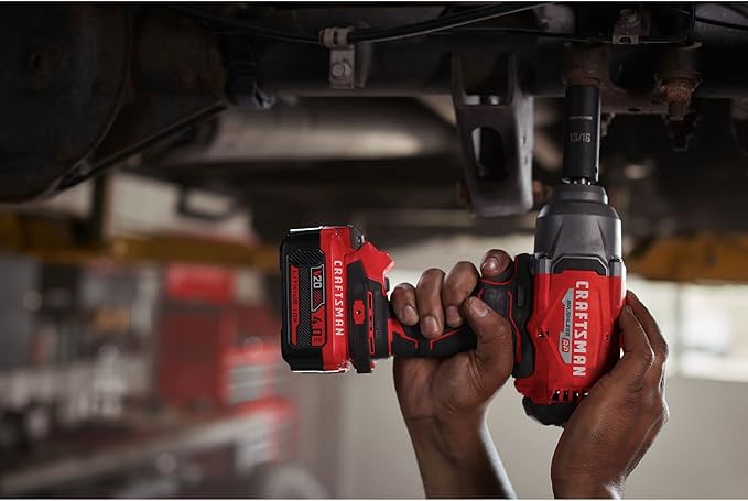 CRAFTSMAN V20 RP Impact Wrench, Cordless, Brushless, High Torque, 1/2 Inch, 4Ah Battery and Charger Included (CMCF940M1)