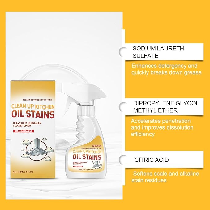 Clean Up Kitchen Oil Stains, Upgrade Heavy Oil Stain Cleaner Kitchen, Versatile Kitchens Foam Spray Cleaner for Kitchens, Countertops, Range Hoods, Ovens (2PCS)