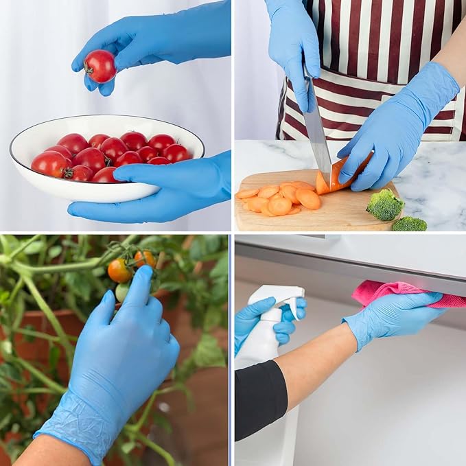 Nitrile Disposable Gloves, Latex-Free & Powder-Free, Ideal for Cleaning, Food Prep and Household Use
