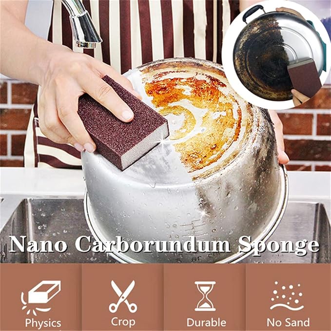 5 Pack Emery Magic Wipe Sponge, Nano Carborundum Sponge, Emery Sponge Brush Eraser Scrub, Pot Scrubber Scouring Pad Kitchen Magic Cleaning Sponge for Removing Rust Cleaning Pots and Pans