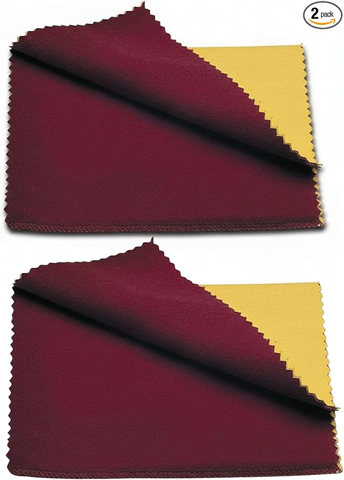 Cadie Silver Polishing Rouge Cloth - 100% Treated Reusable Cotton Jewelry Cleaning Cloth for Silver, Gold, Platinum & Silverware - Restore Shine, Remove Tarnish, 10 x 12 Inches, 2 Pack