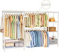 Golpart Coat Rack Clothes Wardrobe：Closet Organizer and Storage Clothing Garment Rack with Shelves Heavy Duty for Hanging Clothes Portable Adjustable White 15.8" Dx(70-88.5)" Wx76.5 H