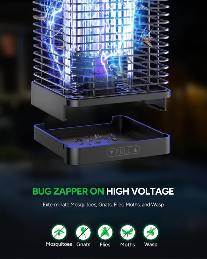 Buzbug LED Bug Zapper Indoor Outdoor, LED Bulbs Up to 50,000 Hours, 6.5ft Power Cord, High-Voltage, Sustainable Less Power, Mosquito Zapper, Fly Trap Mosquito Trap, Fly Killer Fly Zapper -MO005B