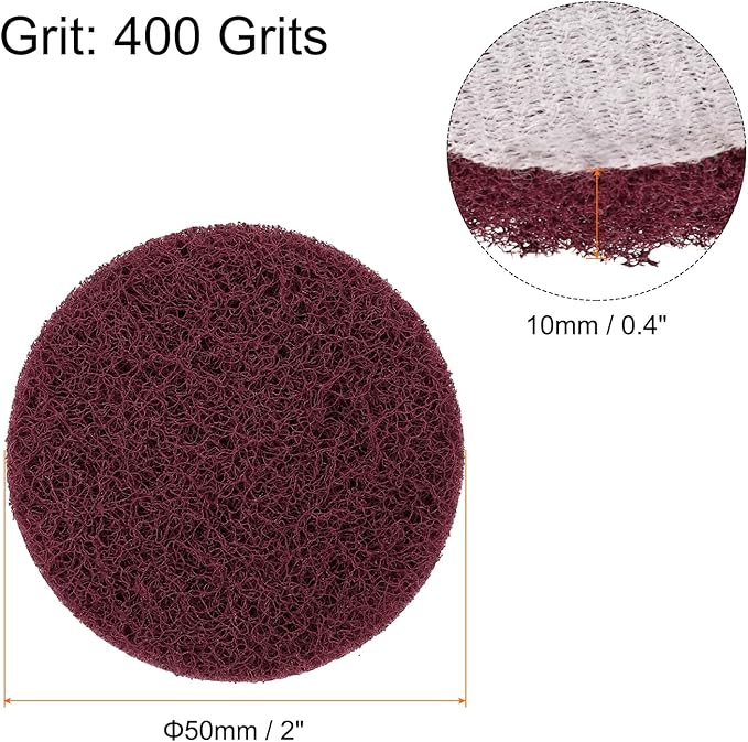 HARFINGTON 20pcs Scrubber Scouring Pads 400 Grits 2 Inch Drill Power Brush Hoop and Loop Surface Conditioning Disc Drill Scuffing Disc Scrub Pads for Home Kitchen Cleaning, Red
