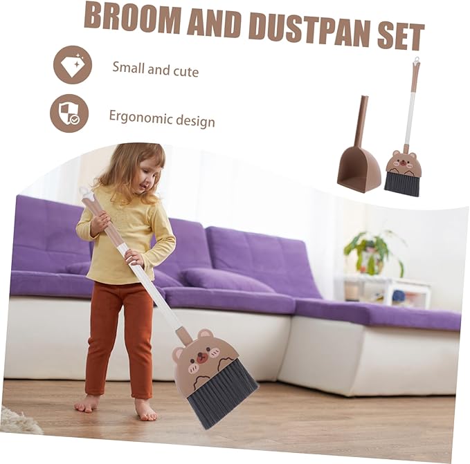 Broom and Dustpan Set for Boys and Girls Boy Girl Cleaning Tools Set Dustpan and Brush and Cleaning Accessories Safe Household Tools