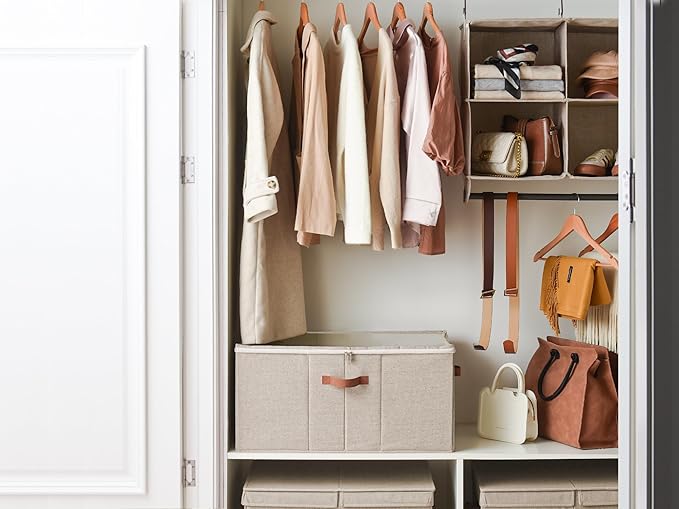 StorageWorks Shoe Organizer for Closet, Fits up to 24 Pairs, Shoe Cubby Storage Containers with Adjustable Dividers and Clear Cover, Taupe