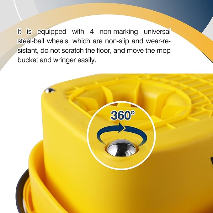 Yocada Commercial Mop Bucket with Wringer Portable Collapsible Plastic Mop Bucket Cleaning Washing Bucket for Cotton Mop