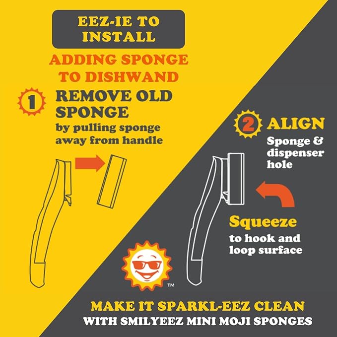 Smilyeez No Plastic Mini Moji Scrubbing Sponge Refills for Scotch Brite Dishwand (10 Pack)