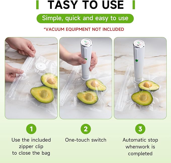 Vixino Vacuum Sealer Bags, 40 Reusable Vacuum Sealer Bags for Food, BPA-Free, Meal Prep and Sous Vide Cooking,Works for Handheld Sealer and Vac Sealer Machine with External Vacuum Systems