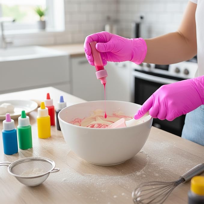 Powder-Free Nitrile Gloves, 3-mil, Disposable Nitrile Gloves, Latex-Free, Powder-Free - Pink/Fuchsia