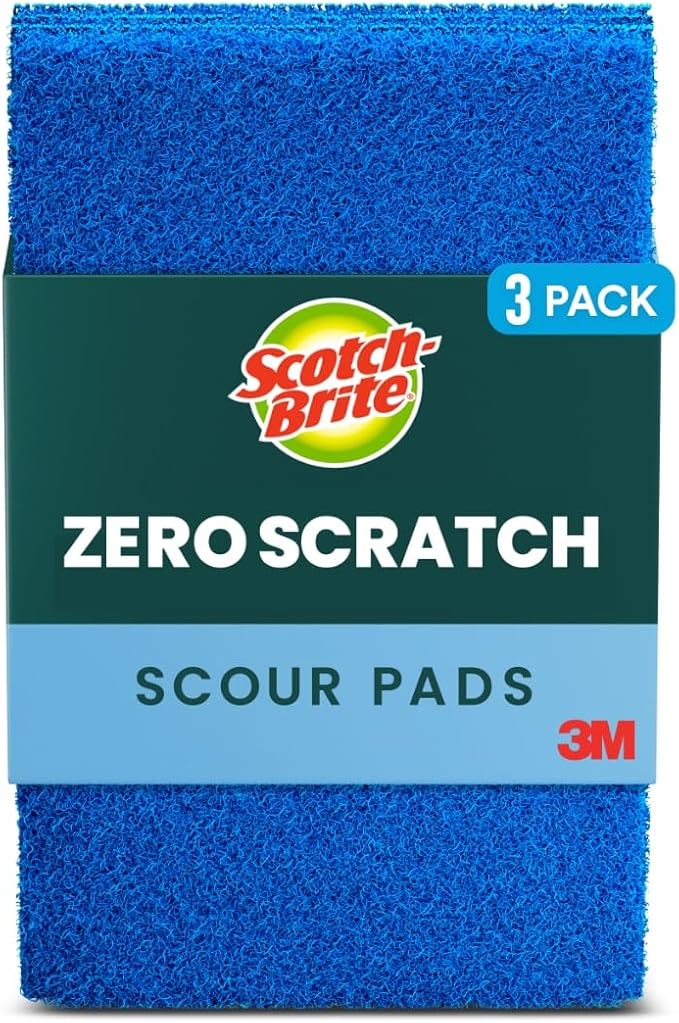 Scotch-Brite® Zero Scratch Scour Pad, 3 Scrubbing Pads, Non-Scratch Scouring Pads for Kitchen and Dish Cleaning