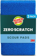 Scotch-Brite® Zero Scratch Scour Pad, 3 Scrubbing Pads, Non-Scratch Scouring Pads for Kitchen and Dish Cleaning