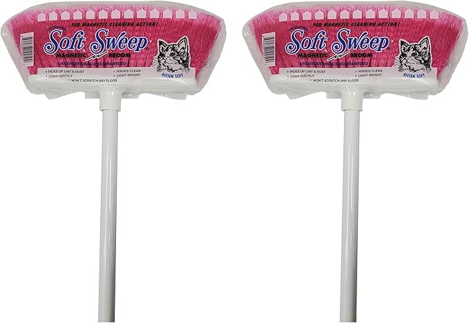 Soft Sweep Broom The Original Soft Sweep Magnetic Action Broom - 2 Pink Brooms