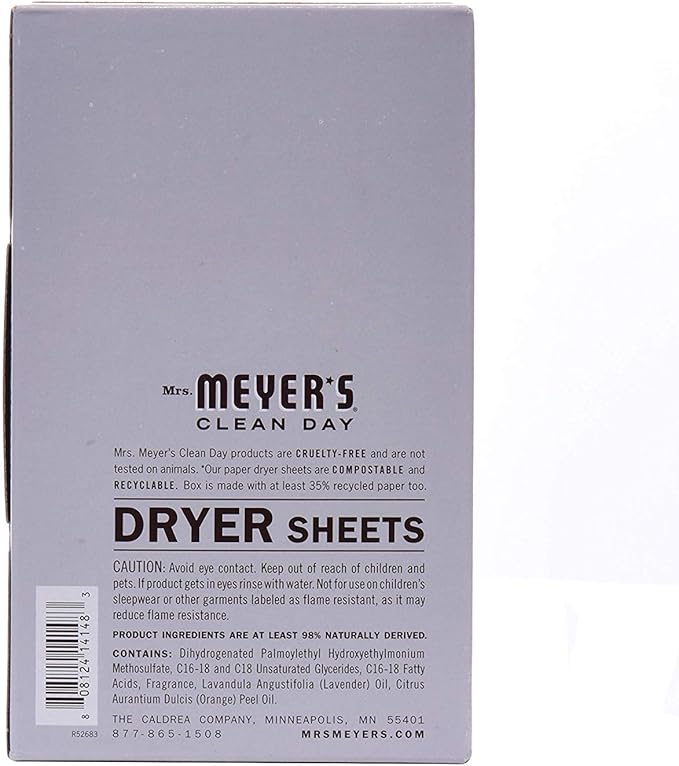 Mrs. Meyer's Clean Day Dryer Sheets (Lavender, 2 Pack, 160 Count)