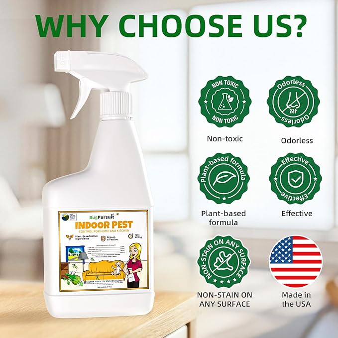 Bed Bug Spray 24 Oz, Carpet Beetle Killer, Indoor & Outdoor Bug Control for Mite, Ant, Spider and Flea, Plant Extract Based Non Toxic Bed Bug Killer, Child & Pet Safe