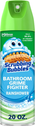 Scrubbing Bubbles Bathroom and Shower Cleaner Disinfectant Aerosol, Foaming Action Bathroom Grime Fighter, Rainshower Scent, 20oz
