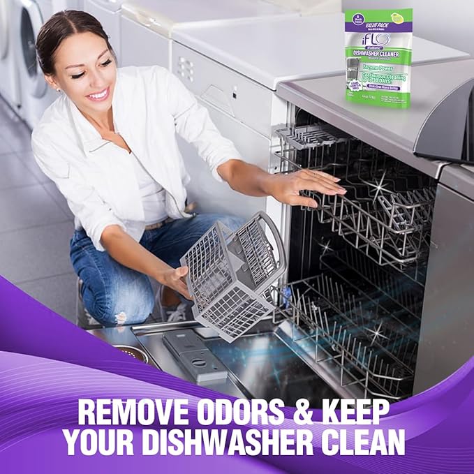 iFLO Dishwasher Cleaner Tablets with iFLObiotic – Deep Cleaning Dishwasher and Deodorizer Tablets to Eliminate Dish Washer Odor, Remove Residue & Freshen Dish Washer Machine Cleaner, 6 Pack