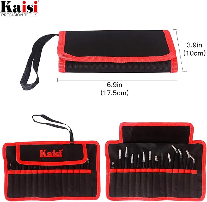 Kaisi 14 PCS Precision Tweezers Set, ESD Tweezer Set, Anti-Static Stainless Steel Tweezers Set for Craft, Jewelry, Electronics, Laboratory Work