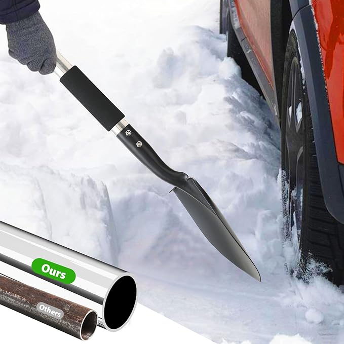 Shovel, 31 inch Small Shovels for Digging Gardening, Camping, Off Road Car Snow Removal Tools, Heavy Duty Short Metal Garden Shovel with Round Point Blade, D-Handle Grip, Footstep, Kids Mini Spade