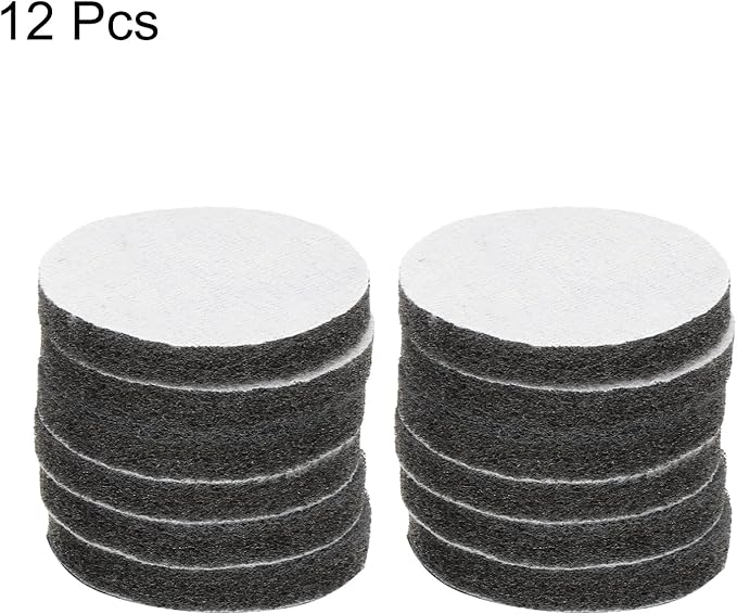HARFINGTON 12pcs Scrubber Scouring Pads 800 Grits 3 Inch Drill Power Brush Hoop and Loop Surface Conditioning Disc Drill Scuffing Disc Scrub Pads for Home Kitchen Cleaning, Grey