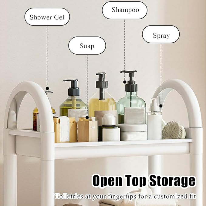 Layered Storage Laundry Basket, Hollow Rectangular Clothes Storage Rack with Wheels,Freestanding Clothes Hamper for Kitchen Bathroom Bedroom Laundry Room(47x79cm(18.5x31.1in), White)