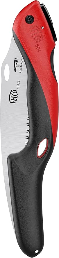 FELCO 604 Folding Pruning Saw –Curved Pull-Stroke Saw for Tree Trimming & Elevated Cut | Tree Branch Cutter | Folding Handsaw with Chrome-Plated 10" Blade, Non-Slip Handle, Blade Lock, Swiss Precision