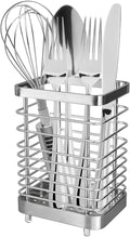 Utensil Holder, Stainless Steel Utensil Drying Rack for Kitchen Counter, Silverware Cutlery Flatware Holder Forks, Knives, Spoons, Chopsticks Organizer (Silver)