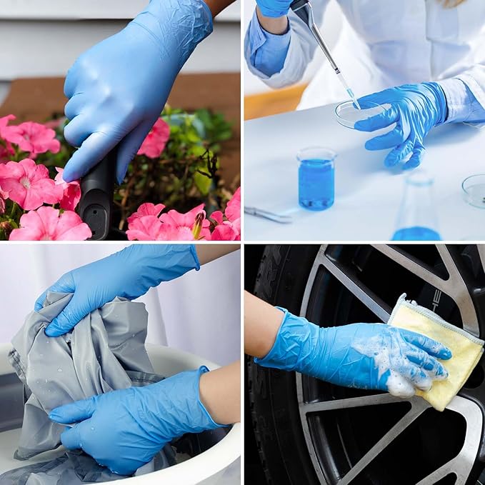 Nitrile Disposable Gloves, Latex-Free & Powder-Free, Ideal for Cleaning, Food Prep and Household Use