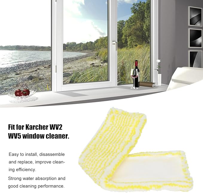 3 Pack Microfiber Replacement Pads Compatible with KARCHER WV2 & WV5 Cleaners – Fast Cleaning for Windows, Glass, Mirrors & Smooth Surfaces